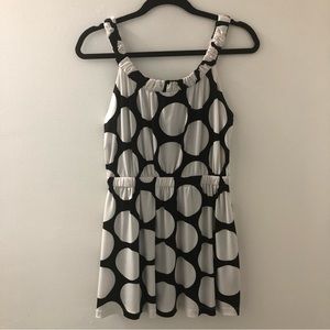 Karlie Sleeveless Tunic Black With White Polka Dots Size M